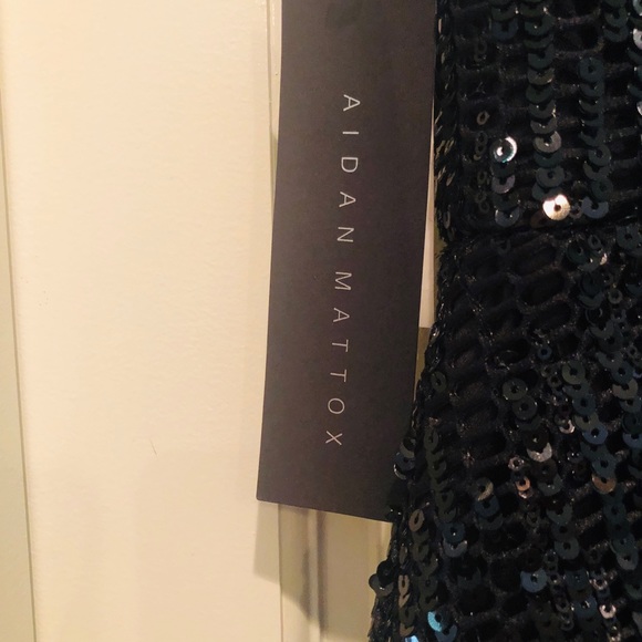 NWT Adrian Mattox black sequin medi dress - Picture 6 of 6